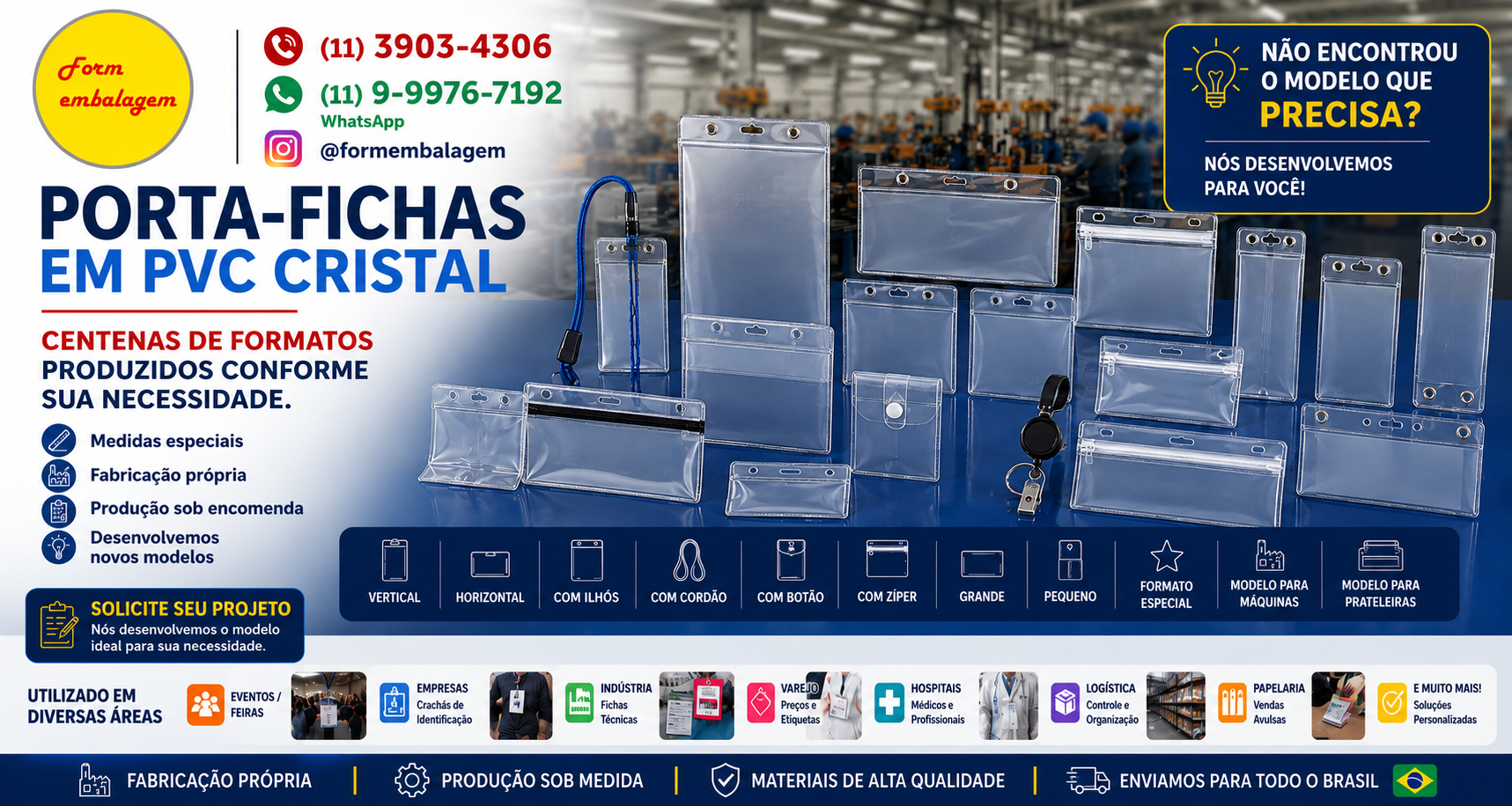Porta-fichas em PVC cristal da Form Embalagem